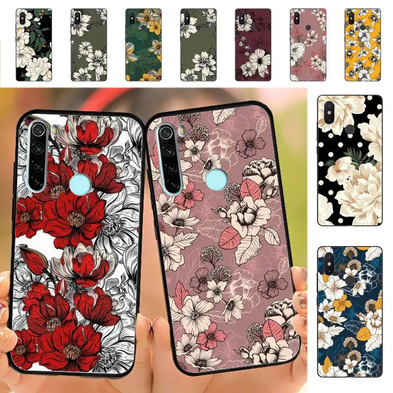 

Vintage Flowers Phone Case for Redmi Note 8 7 9 4 6 pro max T X 5A 3 10 lite pro