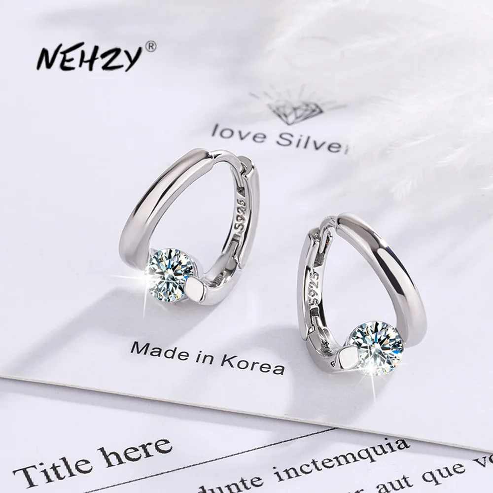 

NEHZY 925 Silver Needle New Women Fashion Jewelry High Quality Cubic Zirconia Simple Earrings Gold Silver Earrings