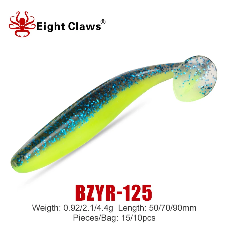 

EIGHT CLAWS Paddle Tail Grub Worm Soft Bait 50mm 70mm 90mm Silicone Fishing Lure Easy Shiner Artificial Shad Wobbler Swimbait