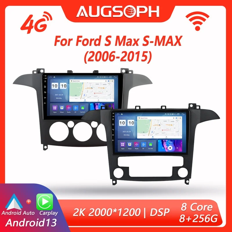 

Android 13 Car Radio for Ford S Max S-MAX 2006-2015, 9inch 2K Multimedia Player with 4G Car Carplay & 2Din GPS