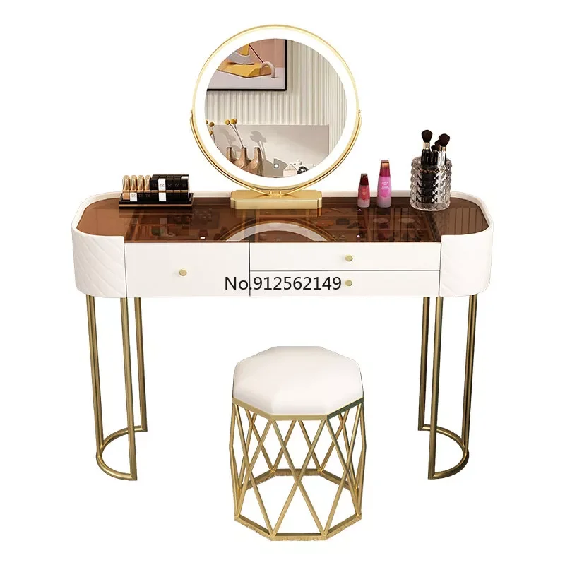 

2022 modern simple luxury glass comb advanced slate dressing table bedroom advanced internet celebrity ins small makeup tables
