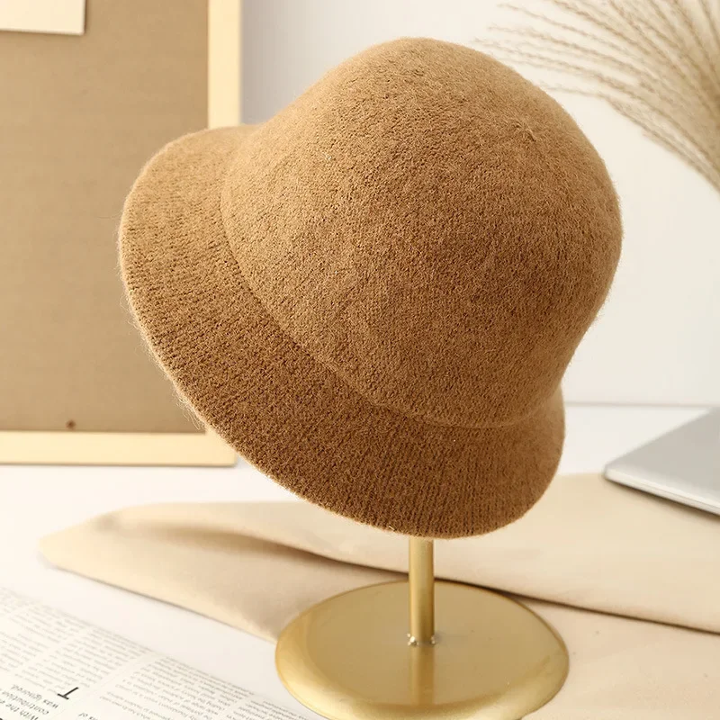 Вязаная Панама в японском стиле женская зимняя теплая универсальная однотонная