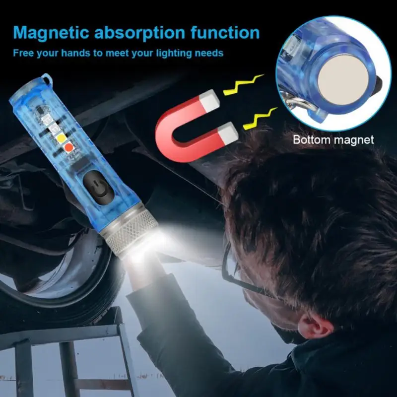 

Миниатюрный светодиодный фонарик с брелоком, карманный водонепроницаемый фонарь с USB-зарядкой, аварисветильник ильник для кемпинга, рыбалк...