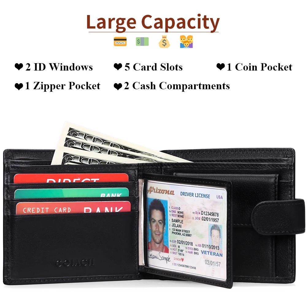 New Short Men Wallets Slim Card Holder Genuine Leather Male Wallet Small Photo Holder Men's Purse Coin Pocket