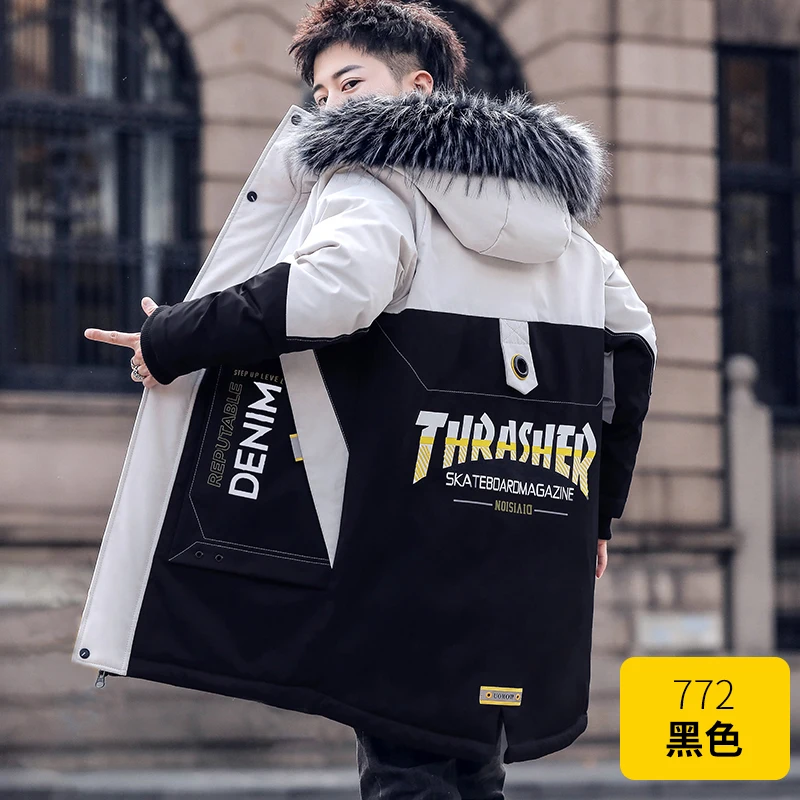 Down Jacket Men's Mid-Length New Men's Winter Coat Thickened Youth Student Parka