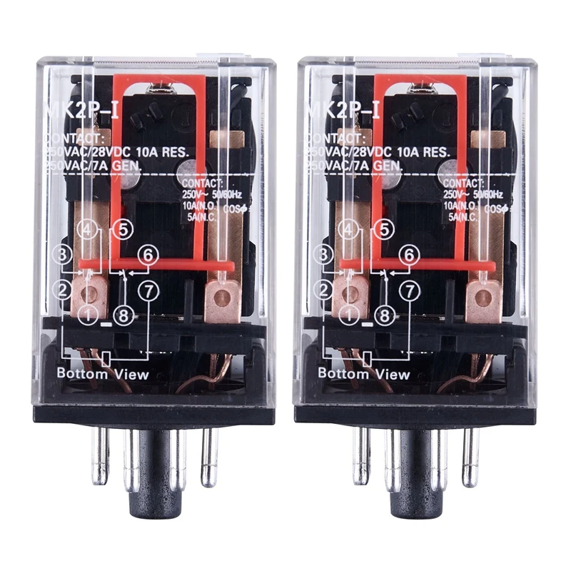 

2X AC 220 В/230 В катушка напряжение реле мощности PCB 8 контактов DPDT 2NO 2NC MK2P-1