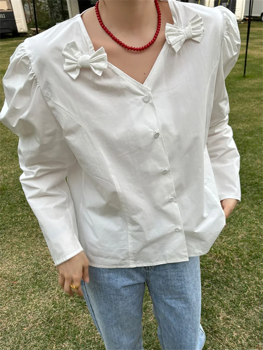 Рубашка Alien Kitty Женская с V-образным вырезом стильная Элегантная сорочка в