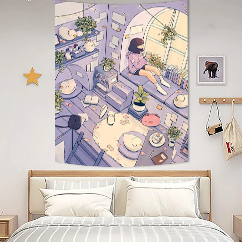

Tapestry on the Wall Art Kawaii Aesthetics Tapries Aesthetic Room Decoration Tapestries Decor Decors Home Bedroom Fabric Hanging