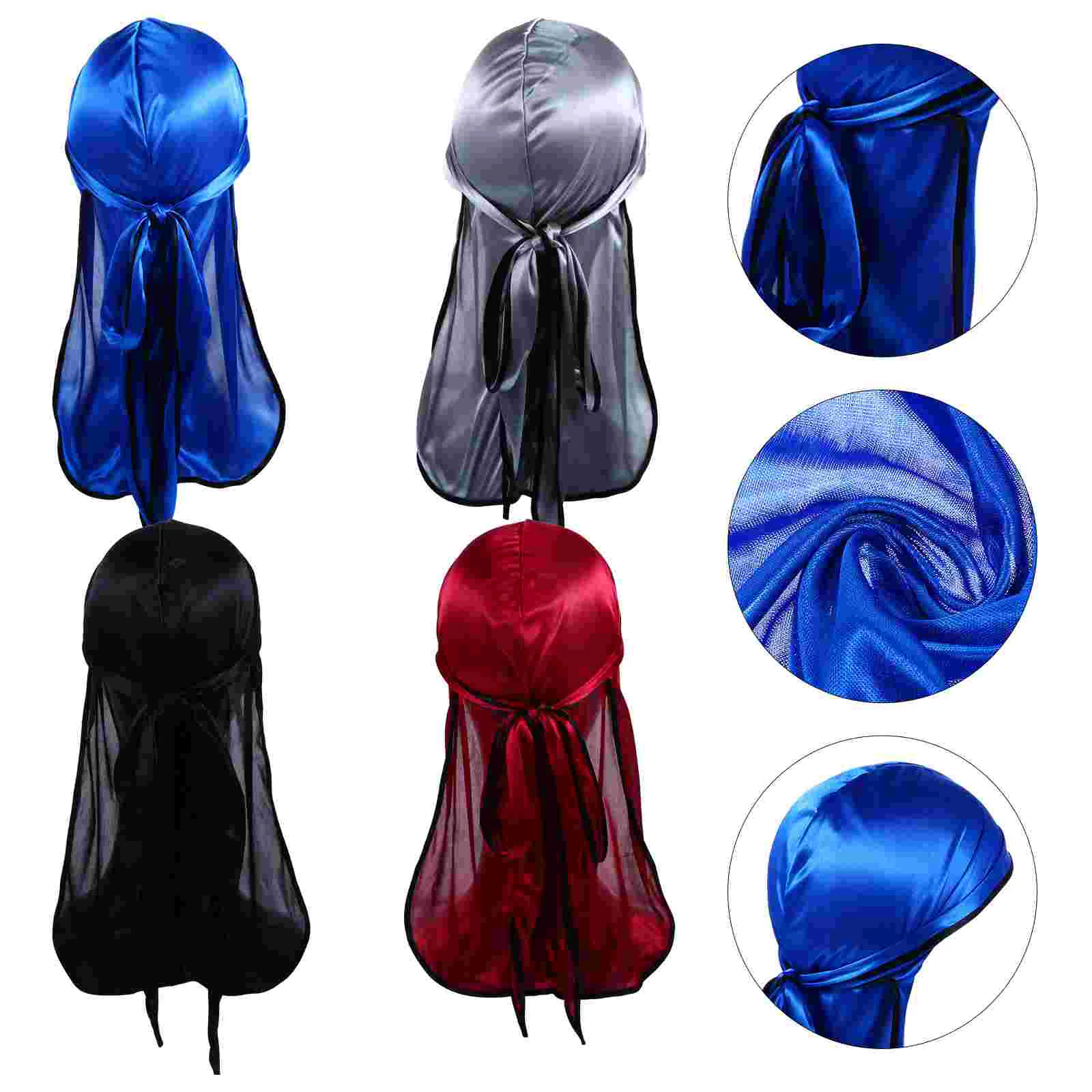 

4 Pcs Kids Bonnet Clothing Headwrap Cap Caps Wave Silky Polyester Pirate Miss