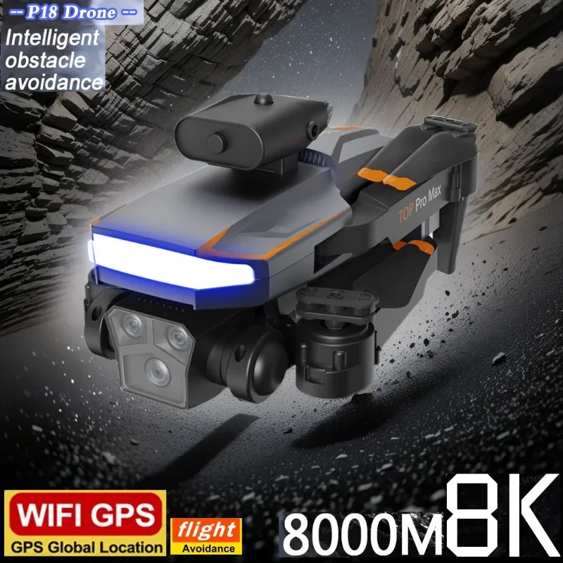 Профессиональный Квадрокоптер P18 8k Rc с Gps Fpv широкоугольная камера 4k тремя