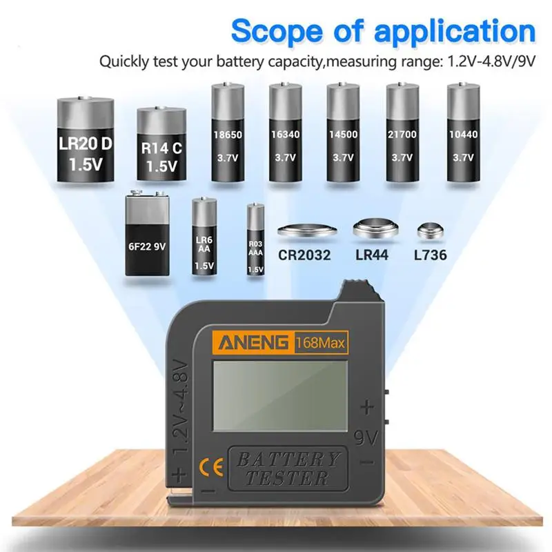 

Battery Tester 1A Digital Display Battery Checker Plastic Portable Button Cell Capacity Analyzer