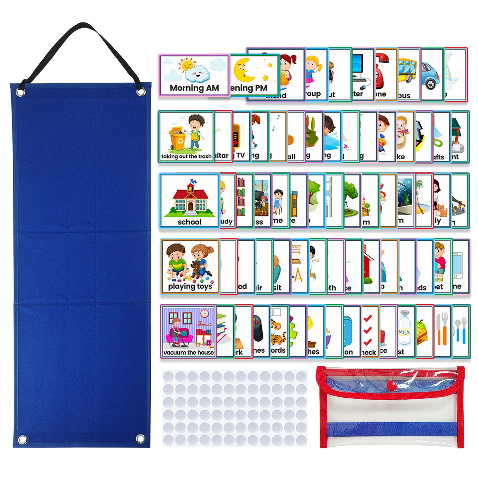 

224pcs/set Home Learning Polyester Day Organiser Visual Schedule Planner Chart For Kids Nursery Daily Routine Durable Preschool