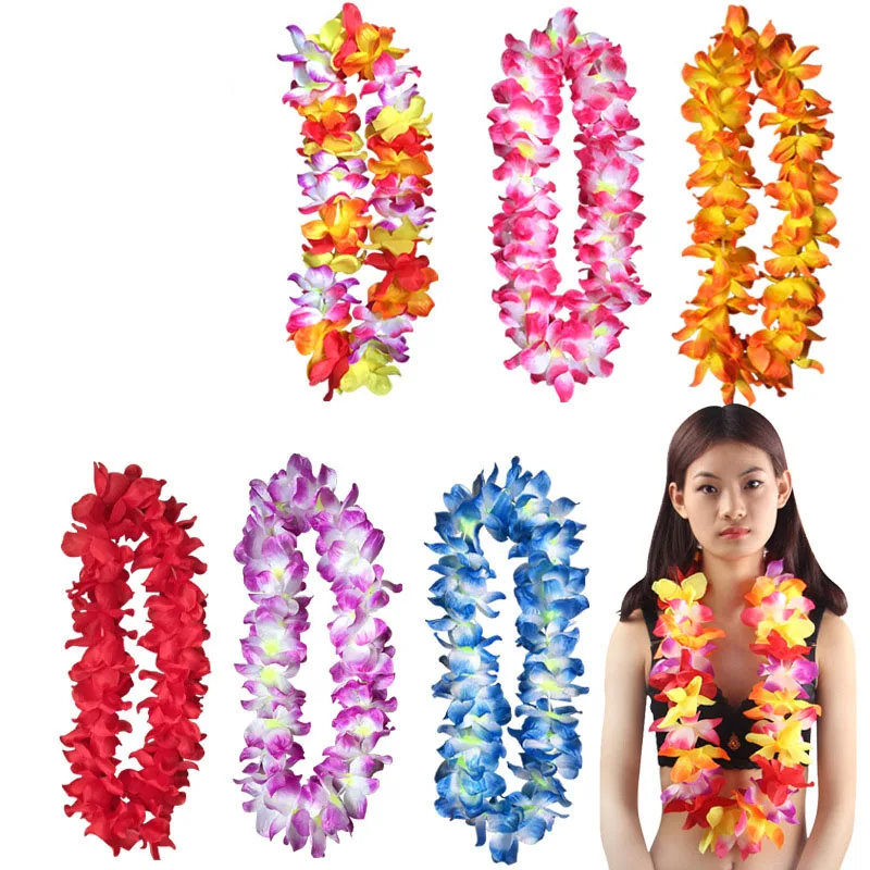 1/2/3set of 4pcs of Hawaii Artificial Large flower garland set party leis wreath Tropic floral Costume part for wedding birthday