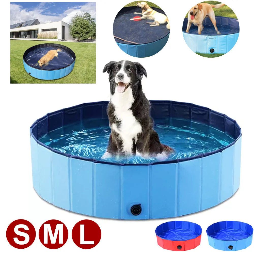 Piscina para mascotas de 160x30cm/120x30cm/ 80x20cm, piscina plegable para baño de perros, piscina portátil para mascotas con válvula de drenaje, bañera para perros al aire libre