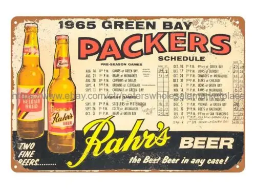 Репродукция сделанная до 1965 карточка расписания от rahrar s пивной металлический