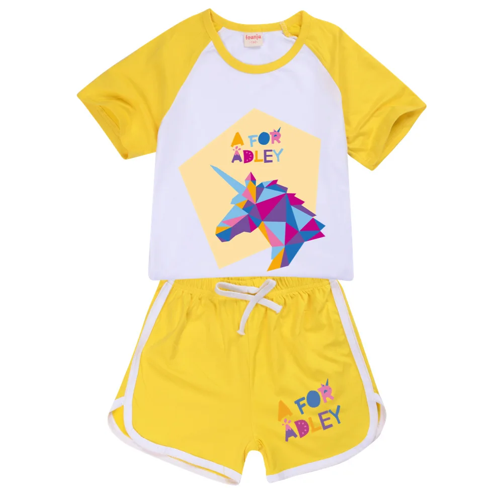 New Girls Boys Summer Clothing Set A for Adley Kids Sports T-shirt+Pants 2-piece set Baby Comfortable Outfits Pyjamas