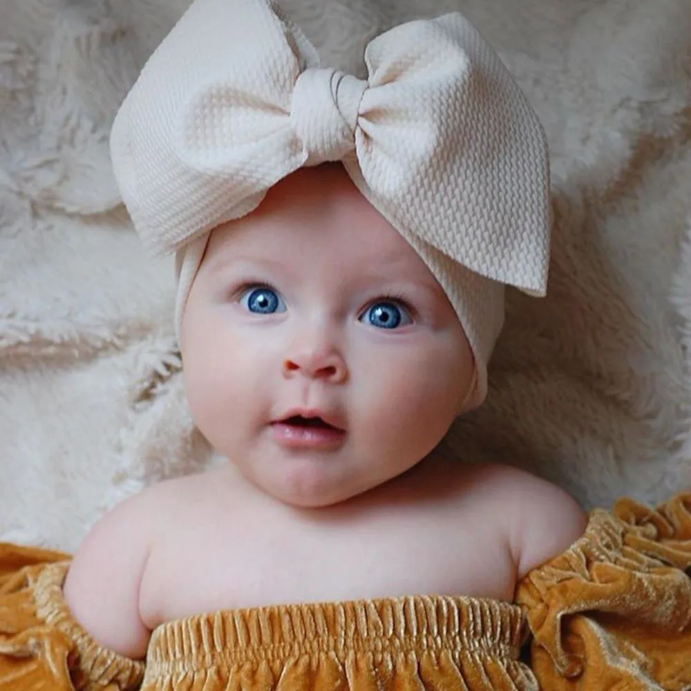 

Large Double Layer Hair Big Bow Headband For Girls Cute Baby Elastic Hair Bands Kids Solid Turban Baby Hair Accessories