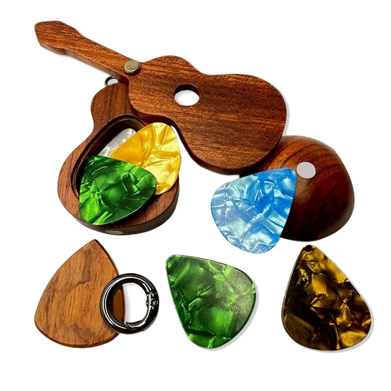 Держатель медиатора с медиаторами брелок для гитары деревянный домашний декор