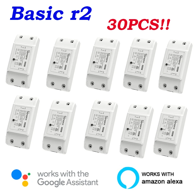 

Basic R2 Smart Home Mini Wifi Switch Module Wireless Remote Control Light Switch Timer EweLink Alexa Google Home