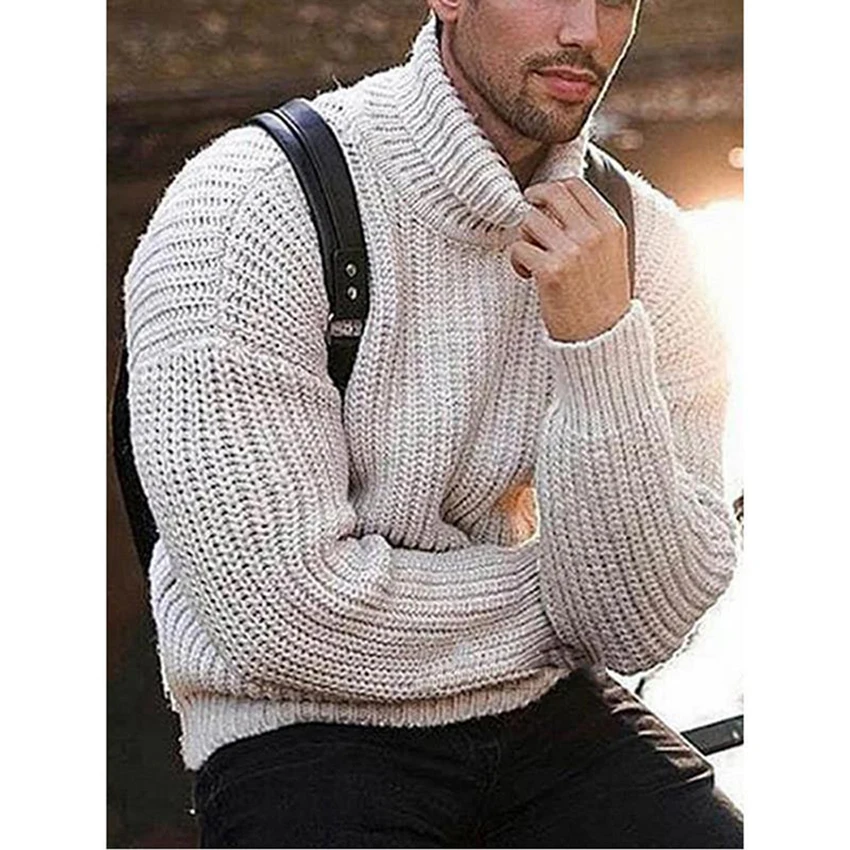 

Mens Casual Streetwear Solid Color Sweater Vintage Retro Knitted Sweater Fashion Autumn Pullover man Clothing