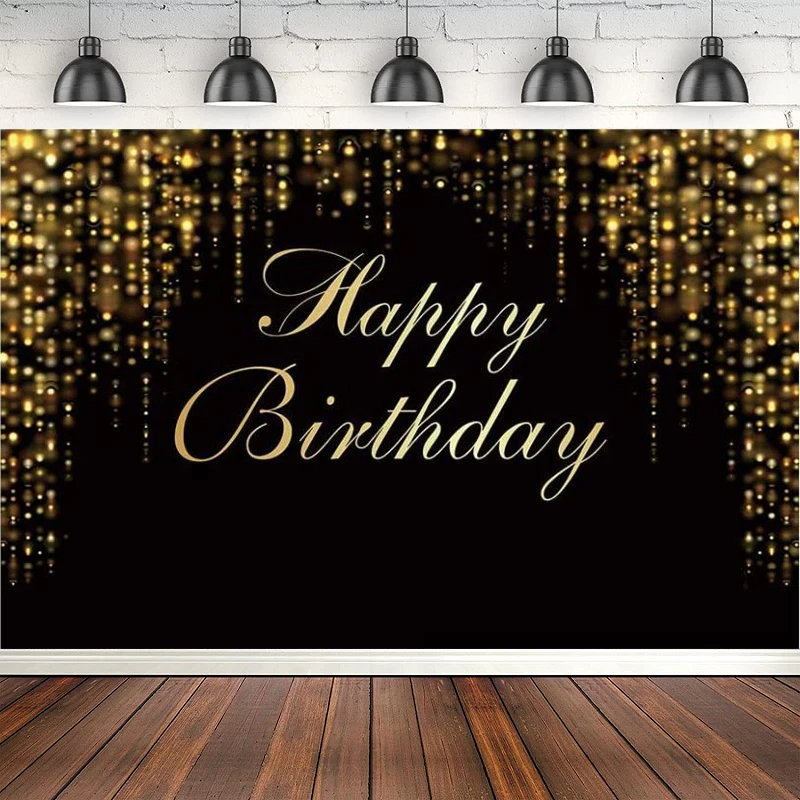 

Фон для фотосъемки вечеринки в честь Дня Рождения черный и золотой блестящий фон с блестками Золотой блестящий баннер в блестящий горошек