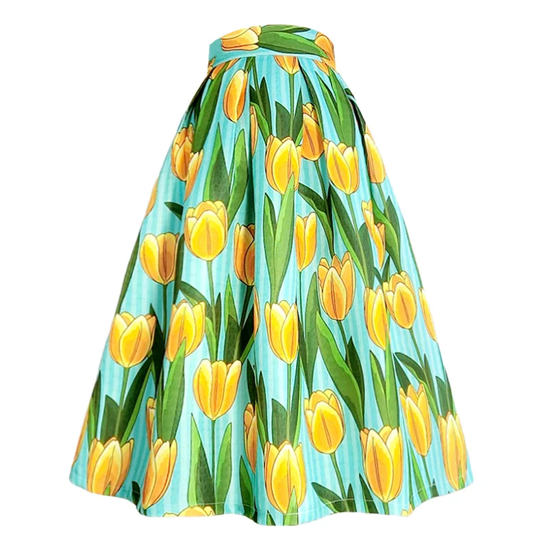 Женская длинная юбка миди элегантная винтажная красная с цветочной вышивкой и