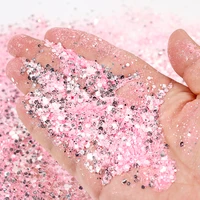 50gbag chunky iridescent opal clear glitter polyester design with acrylic liquid monomer powder 12colors polyester glitter dust