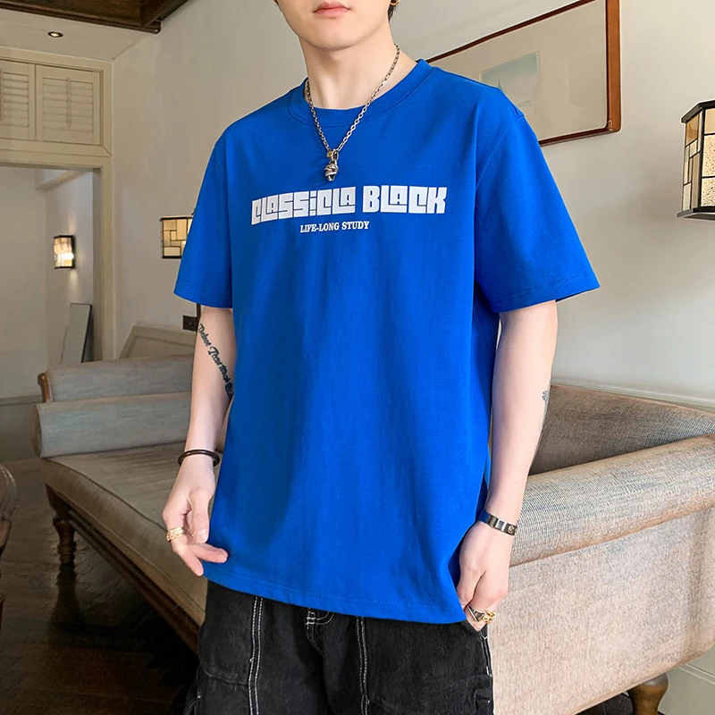 

E-BAIHUI Harajuku Graphic T Shirts for Man Summer O-neck Loose Men Clothing Tops Simple New Casual M-4XL Oversized T Shirt Mens