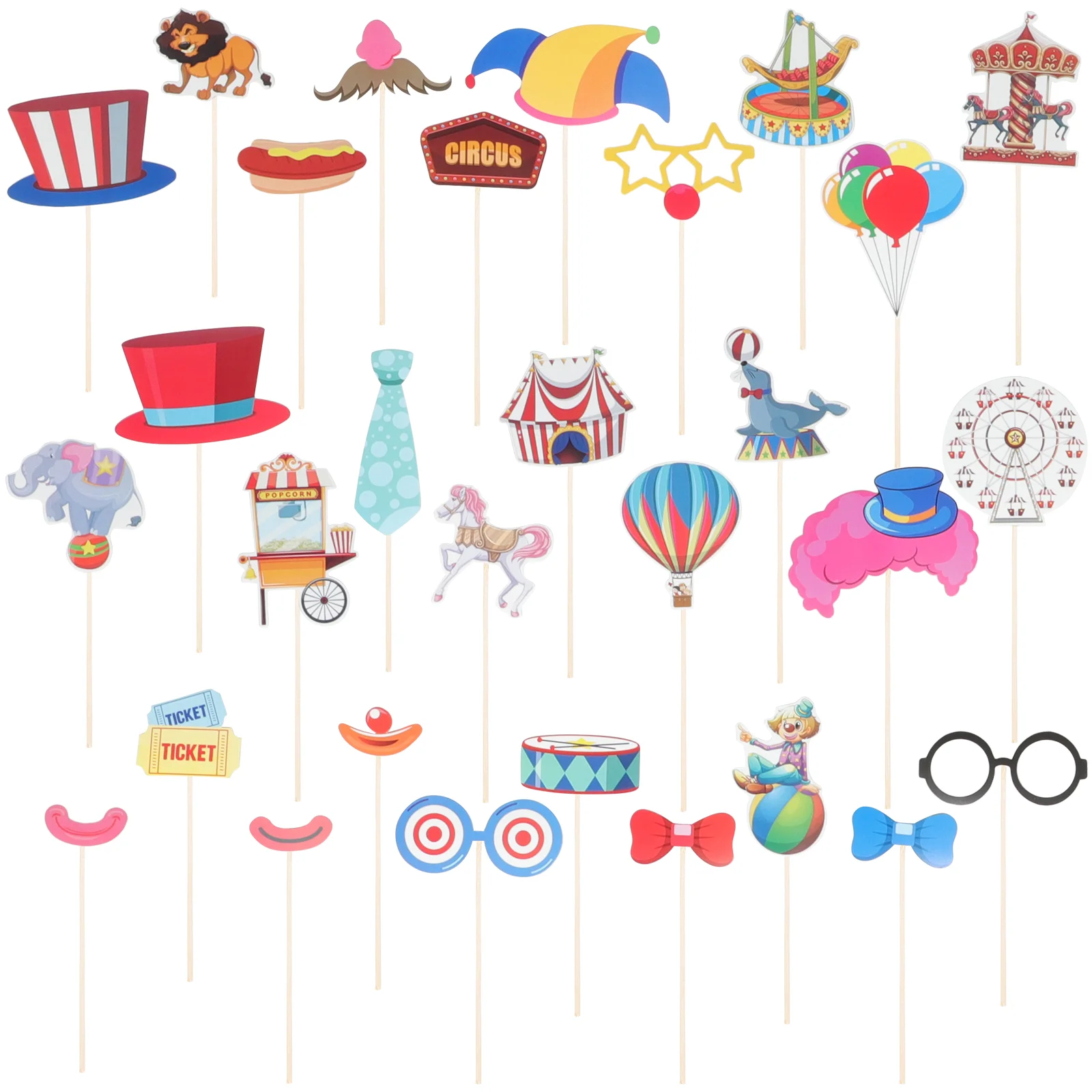 

30 Pcs Decorative Photo Props Party Decoration Clown Mexican Modeling Masquerade Themed Paper Supplies