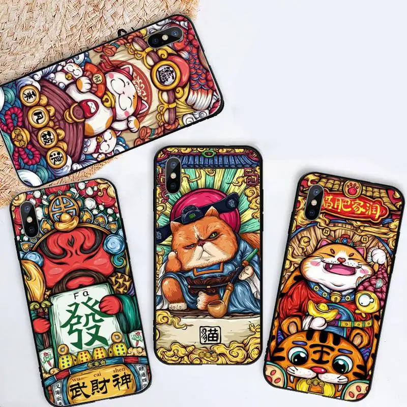 

Chinese style lucky cartoon pattern Phone Case For iphone 12 11 13 7 8 6 s plus x xs xr pro max mini