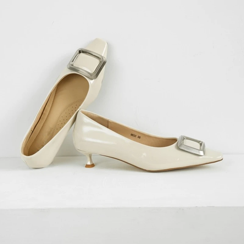 Увязанные французские офисные женские элегантные золотые квадратные пряжки на