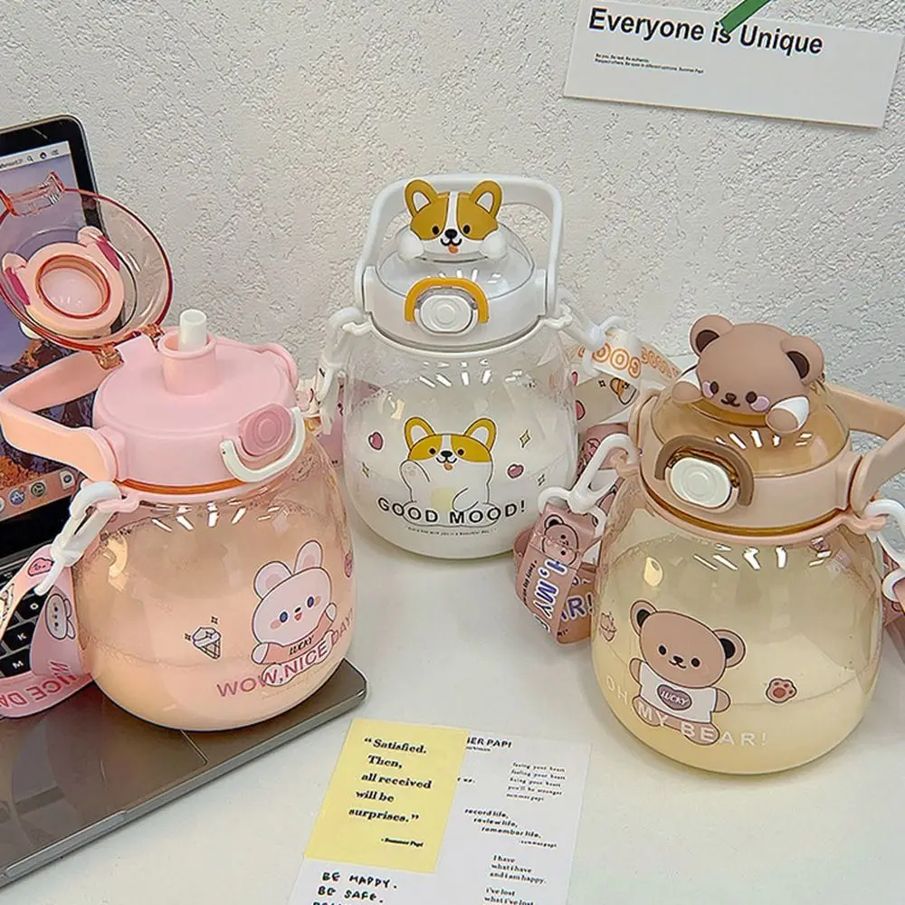 

Straw With Shoulder Strap Large Capacity Rabbit Water Cup Drinking Kettle Drinking Pipette Bottle Children Water Bottle