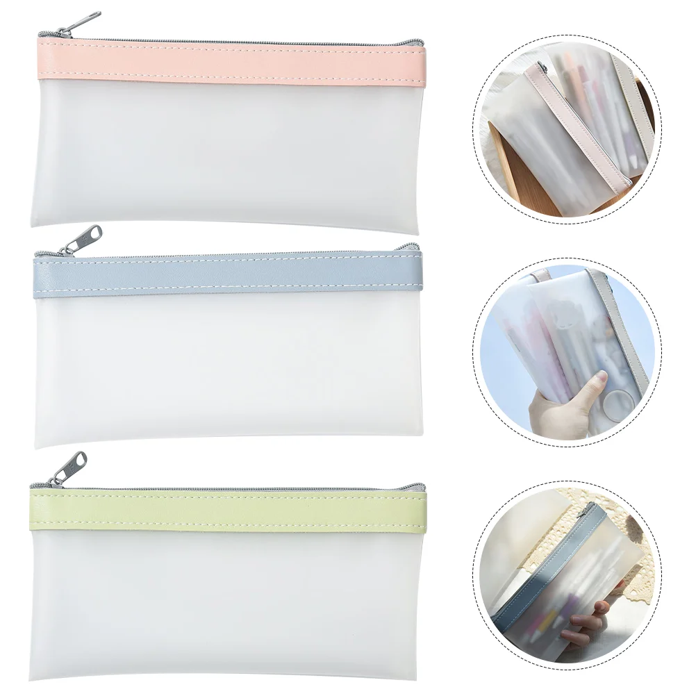 

3pcs Portable Pen Bags Multi-function Bags Practical Zipper Stationery Bags