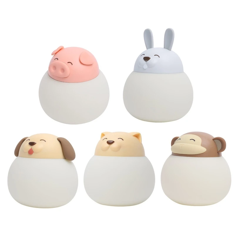 

Cute Night Light Silicone Heart Animal Duck Rabbit Pig LED Night Lamp for Baby Children Kid Bedroom Decorative Lighting