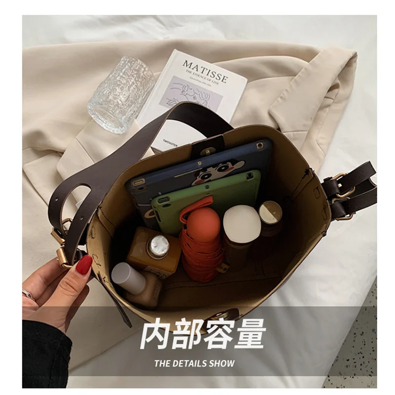 Fashion Luggage &Bags Women's Handbags Crossbody  NEW Retro Capacity Commuter Bucket Leisure PU Waterproof Black Ladies Bolsos