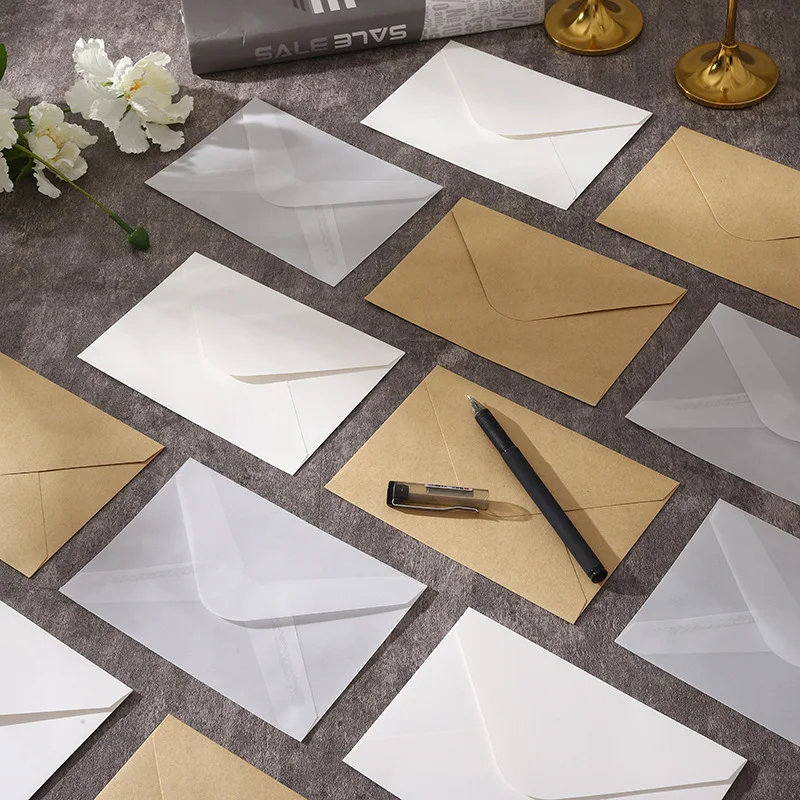 50pcs/lot Blank Translucent Envelope for Wedding Kraft Paper Sulfuric Acid Postcards Envelope Invitations Letters Message Card