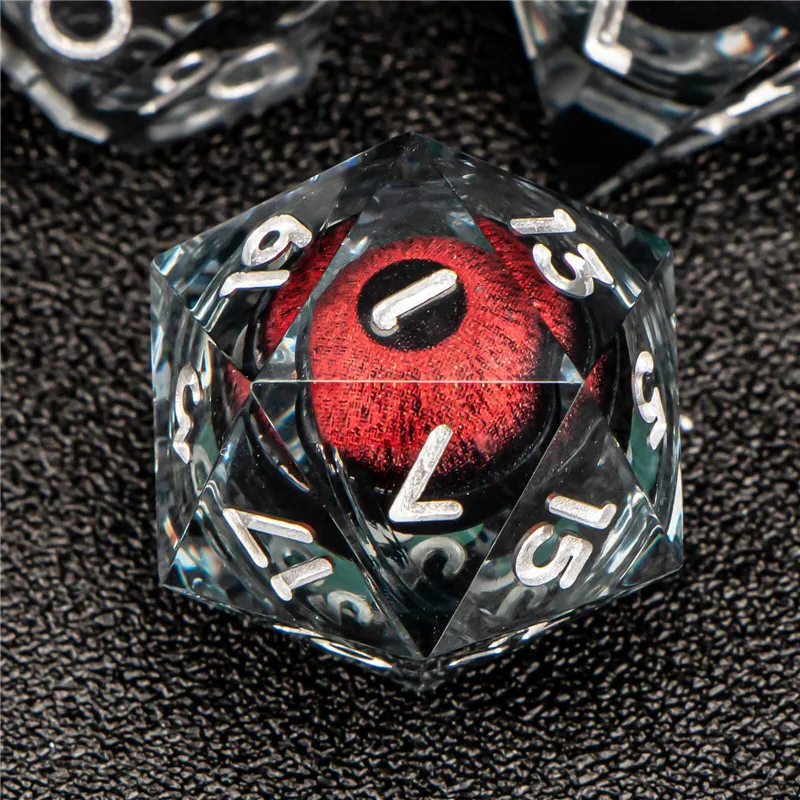 

KERWELLSI Beholder's Dragon Eye Dice, 7 Piece Liquid Core D&D Dice Set DND, Polyhedral Sharp Edge Resin Dice, D and D Dice Set