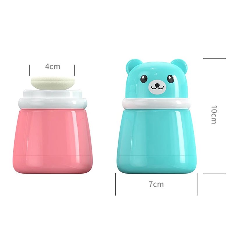 Children's Cute Cartoon Bear Baby Puff Box Talcum Powder Prickly Heat Powder Storage Box Portable Container Travel Daily Life images - 6