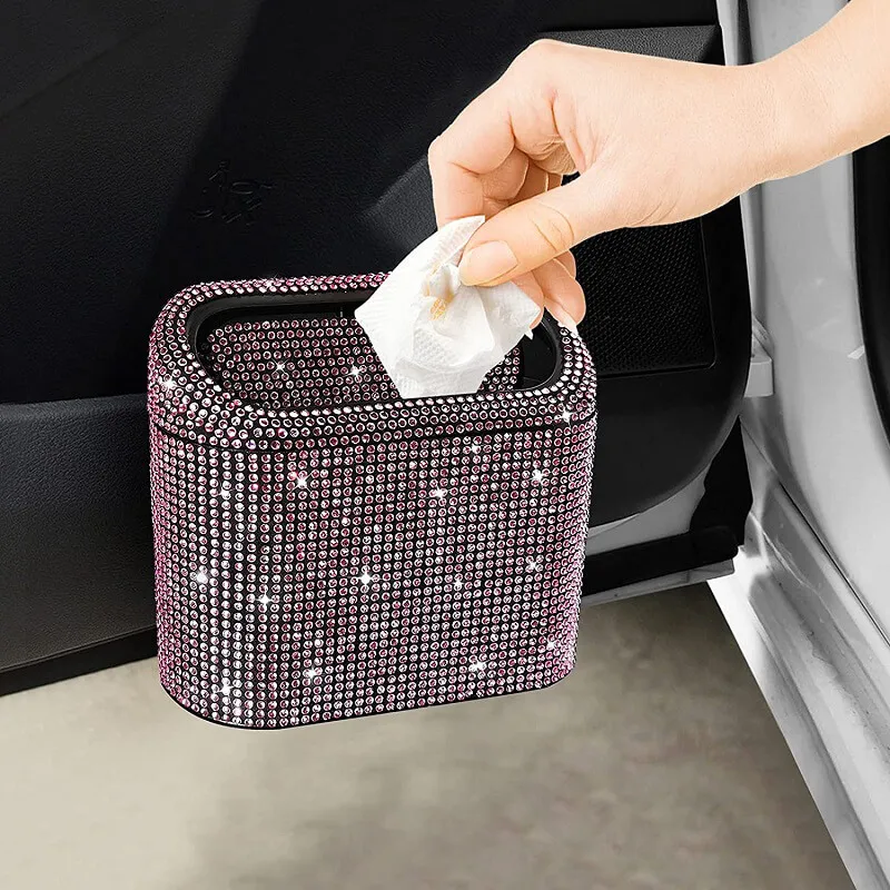 

Блестящая корзина для мусора для автомобиля, ящик для хранения мусора, граббер, Bling, горный хрусталь, дверь, мусорное ведро, автопоставки, акс...
