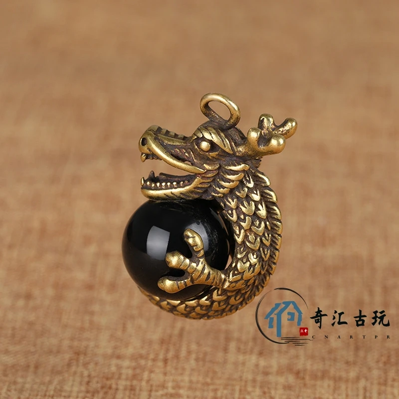 

Retro Domineering Dragon Panzhu Personalized Trend Trends Dragon Totem Car Keychain Pendant