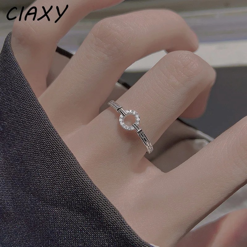 

DAYIN Silver Color O Letter Rings for Women Geometry Zircon Inlay Opening Ring Fashion Jewelry Gifts Whole Sale