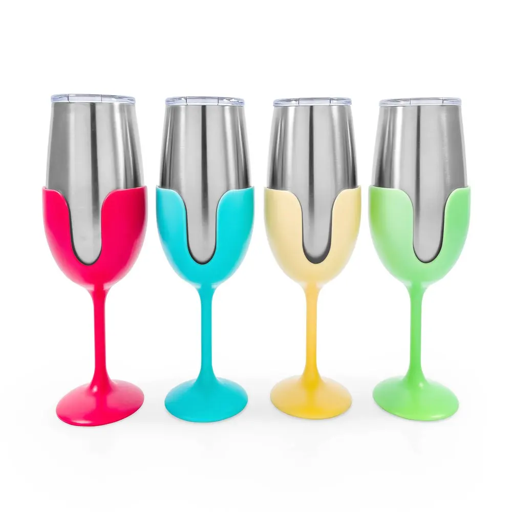 

Life is Better at the Campsite Wine Tumblers | Features a Vacuum Insulated Kitchen Grade 18/8 Stainless Steel Construction, 4 Co