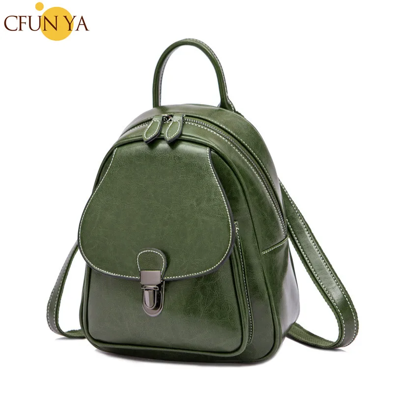 CFUN YA Luxury Soft Leather Teen Girls Backpack Small Cowhide Women Two Shoulder Bag Summer Boho Travel Bagpack Female Schoolbag