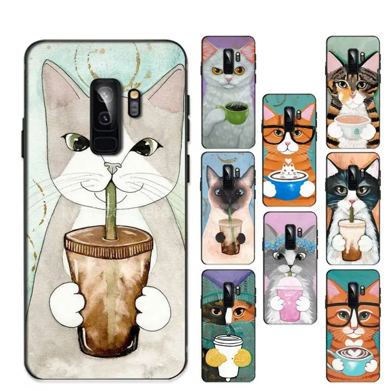 

YNDFCNB coffe cat Phone Case for Samsung A51 A30s A52 A71 A12 for Huawei Honor 10i for OPPO vivo Y11 cover