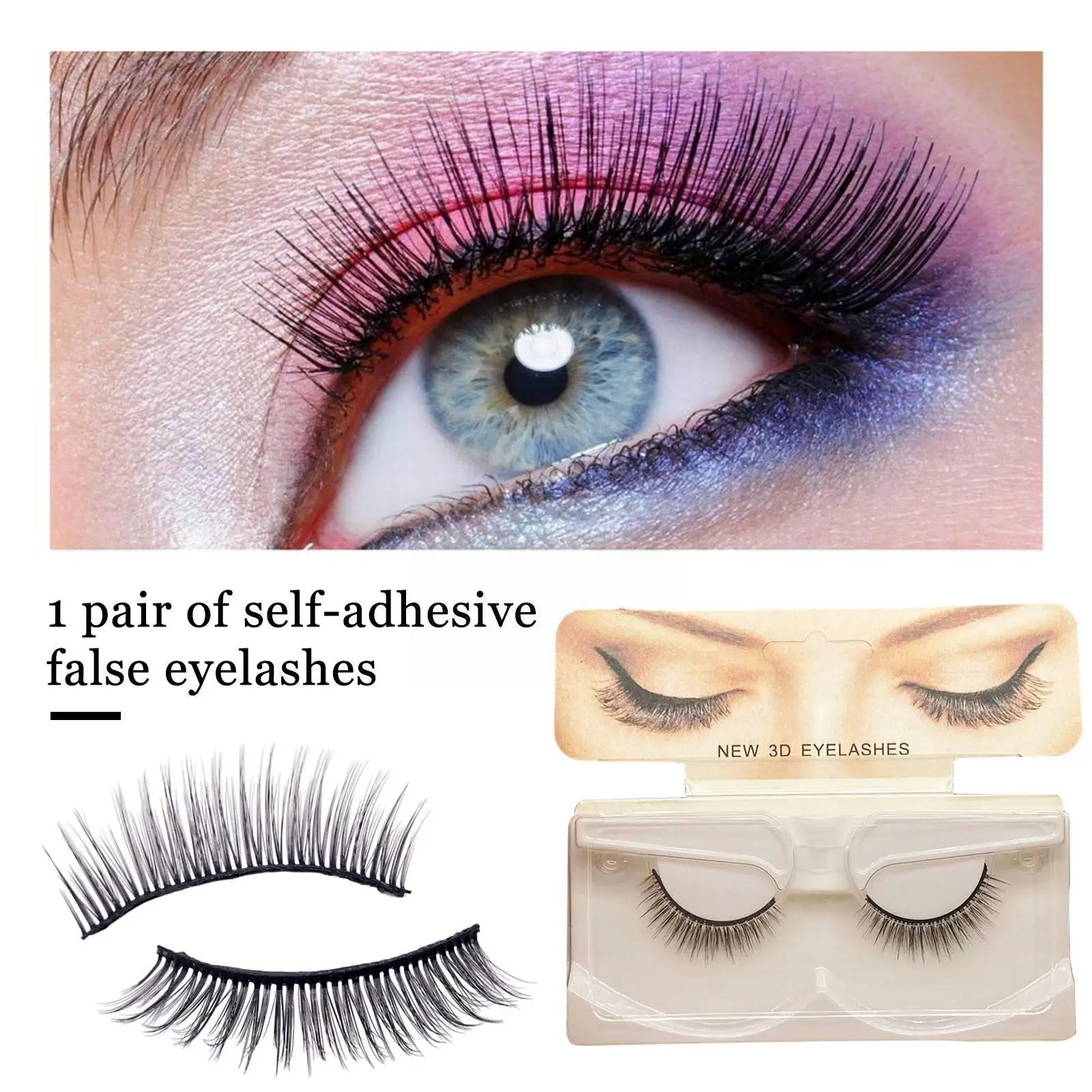 

Многоразовые самоклеящиеся накладные ресницы 1 пара, водонепроницаемые, необходимые, без натуральных ресниц, клейкая лента, клей для глаз, ...