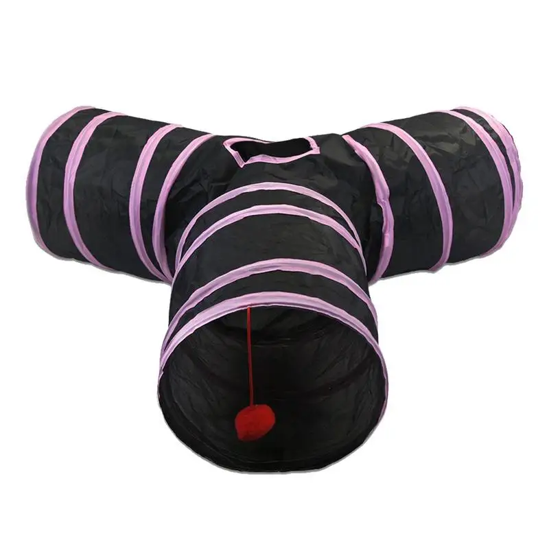 

Туннель для кошек, складной интерактивный туннель для домашних животных, 3-позиционная игрушка, туннель для укрытия домашних животных, трой...