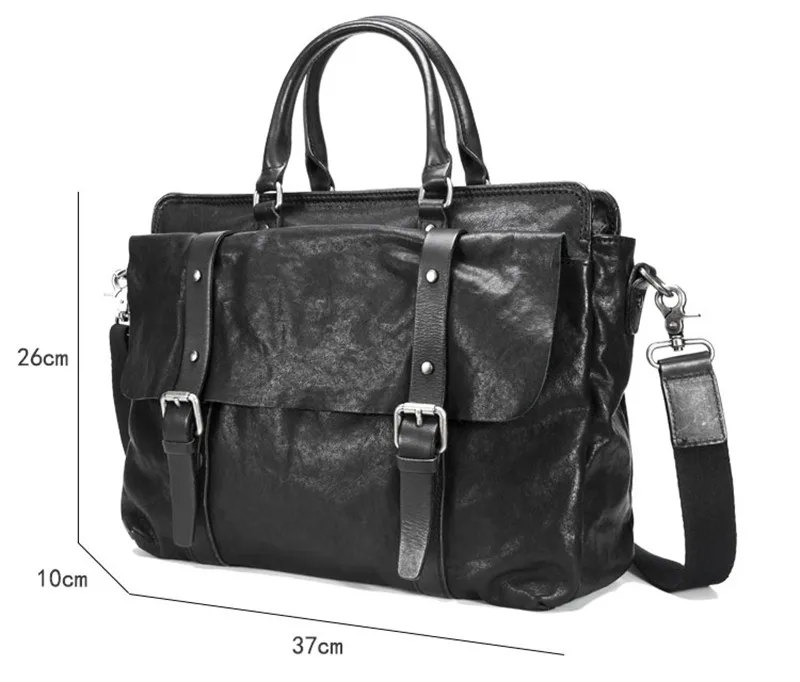 Fashion casual genuine leather men's women's briefcase luxury designer natural real cowhide handbag black laptop messenger bag