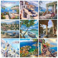 gatyztory painting by numbers seascape diy oil paint by numbers on canvas 60x75cm frameless draw number painting home decor
