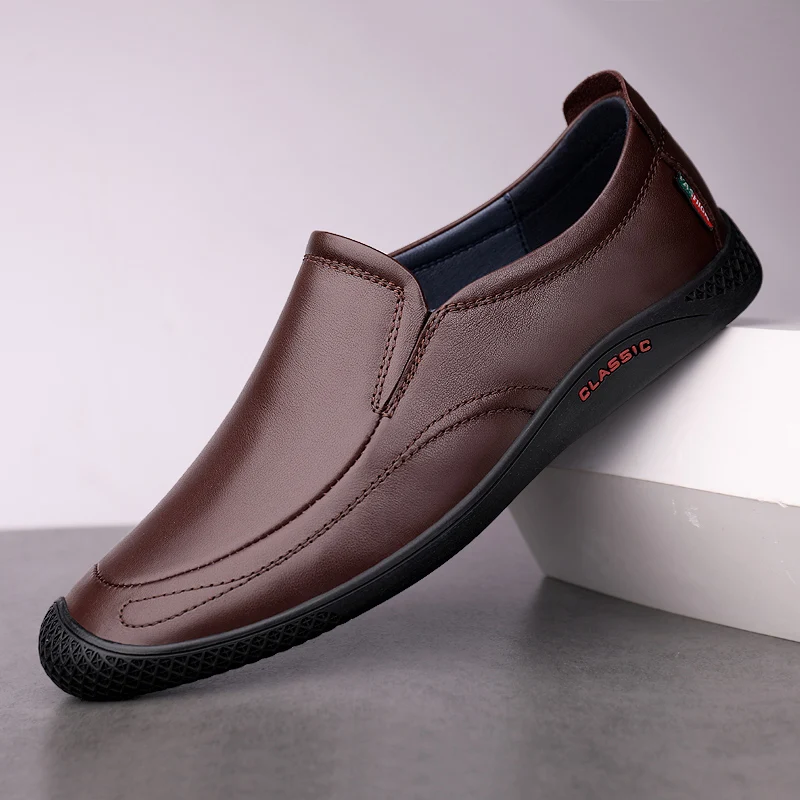 

Men Genuine Leather Shoes Fashion Slip On Shoes For Men Leather Men Loafers Brand Men Shoes Casual Driving Shoes Big Size 36-46