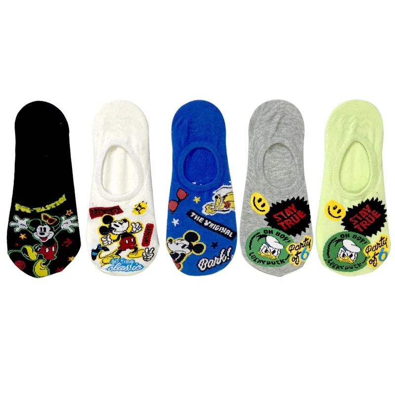 

4 Pairs Summer Disney Cartoon Women Socks Mickey Donald Cotton Socks Kawaii Invisible Non-slip Short Sock Harajuku Cute Socks